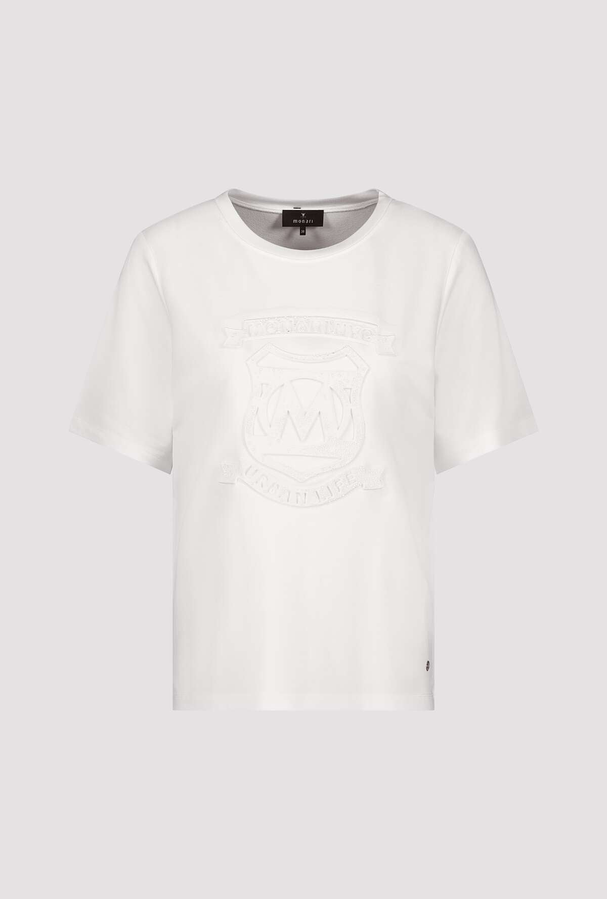 Monari Basic Emblem T-Shirt in Off-White - flat lay