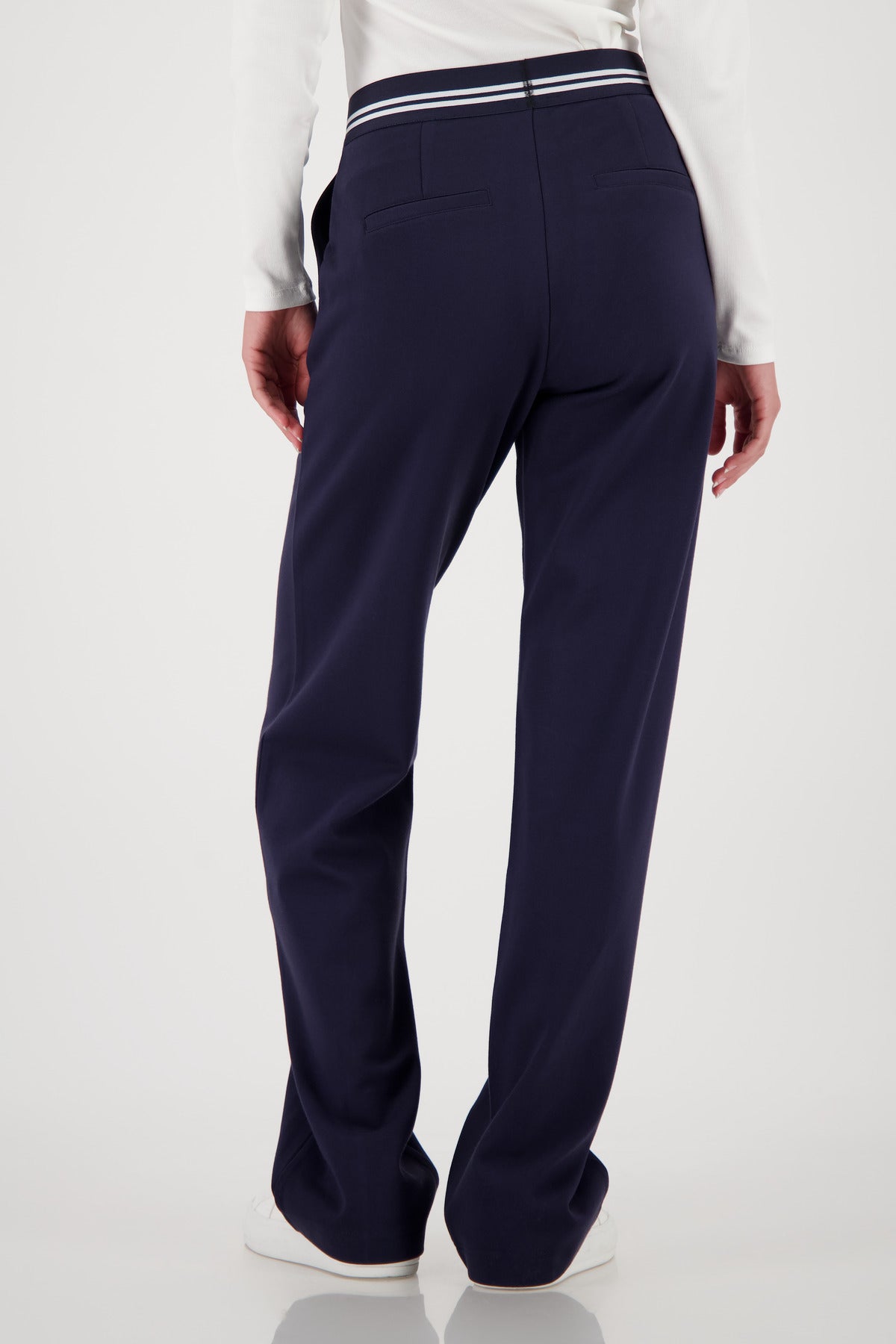 Monari Jersey Rib Pants in Marine - worn - back view