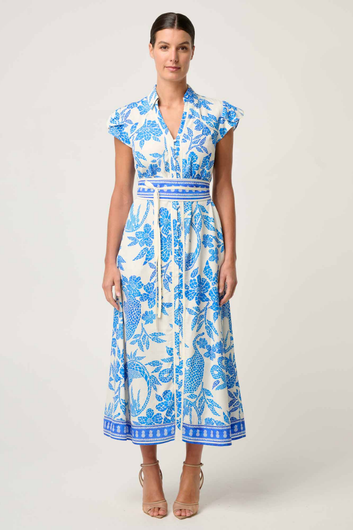 callista print viscose dobby petal sleeve dress