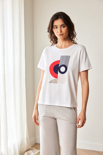 Peruzzi Circle Top in White and Navy