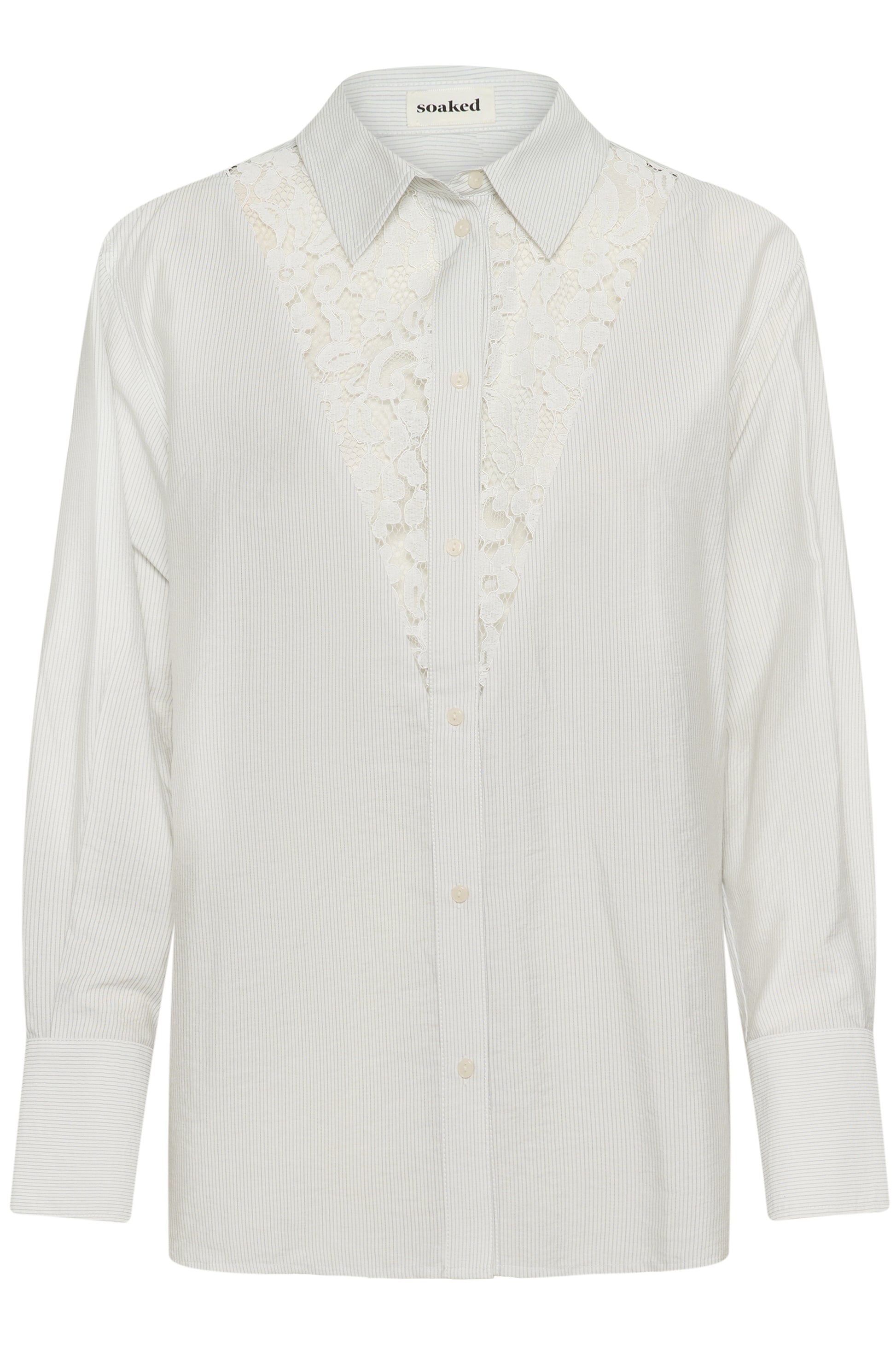 Soaked in Luxury Alessia Shirt in White with India Ink Stripe