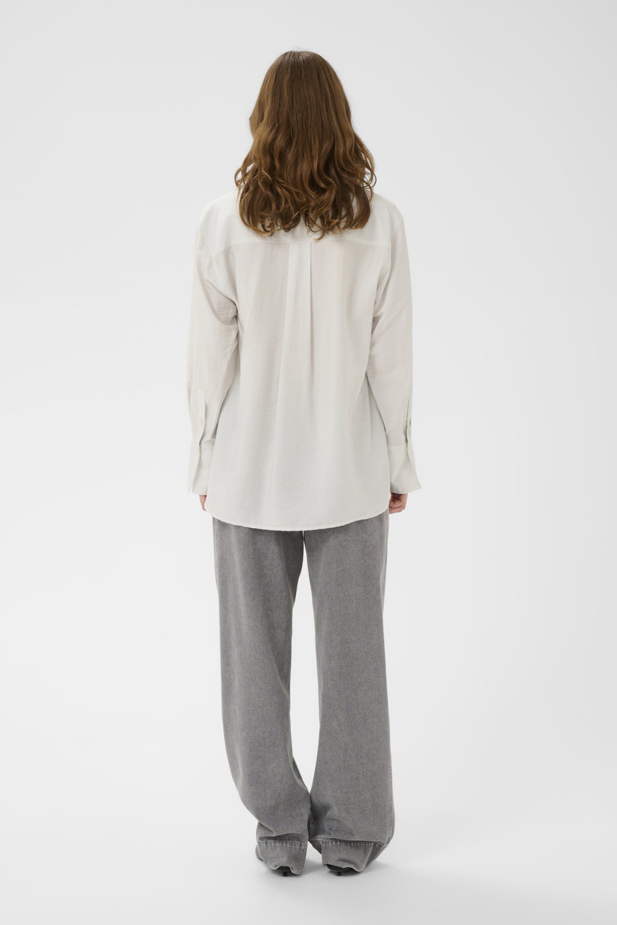 Soaked in Luxury Alessia Shirt in White with India Ink Stripe