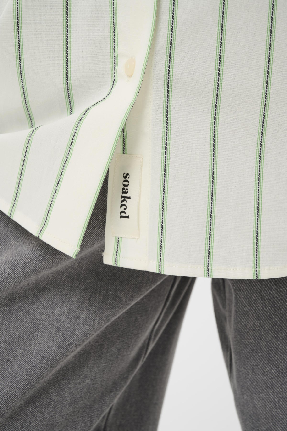 Soaked in Luxury Noelle Striped Shirt in Vibrant Green and White Stripe