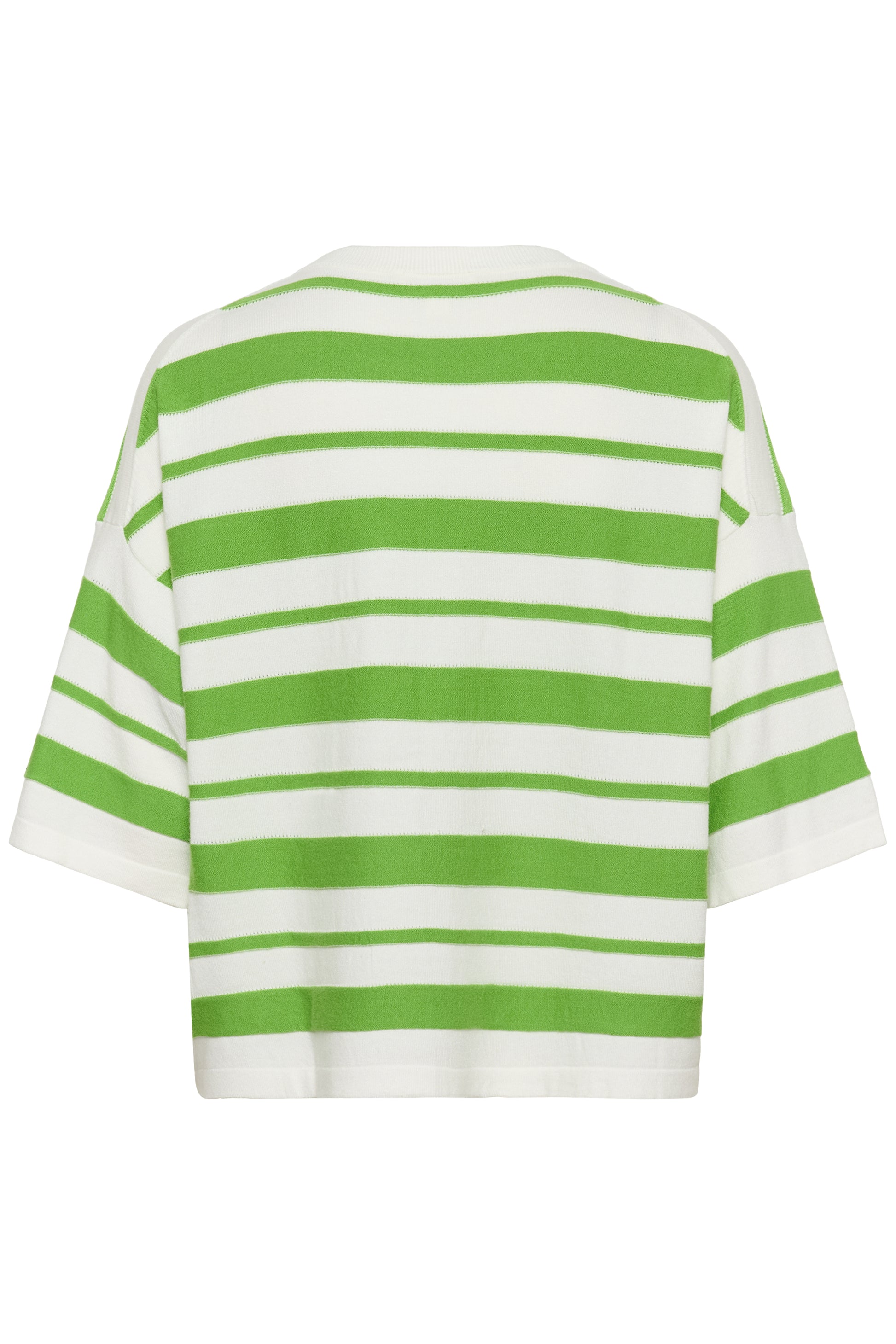 Soaked in Luxury Spina Boxy Structure Pullover in White with Green Stripe