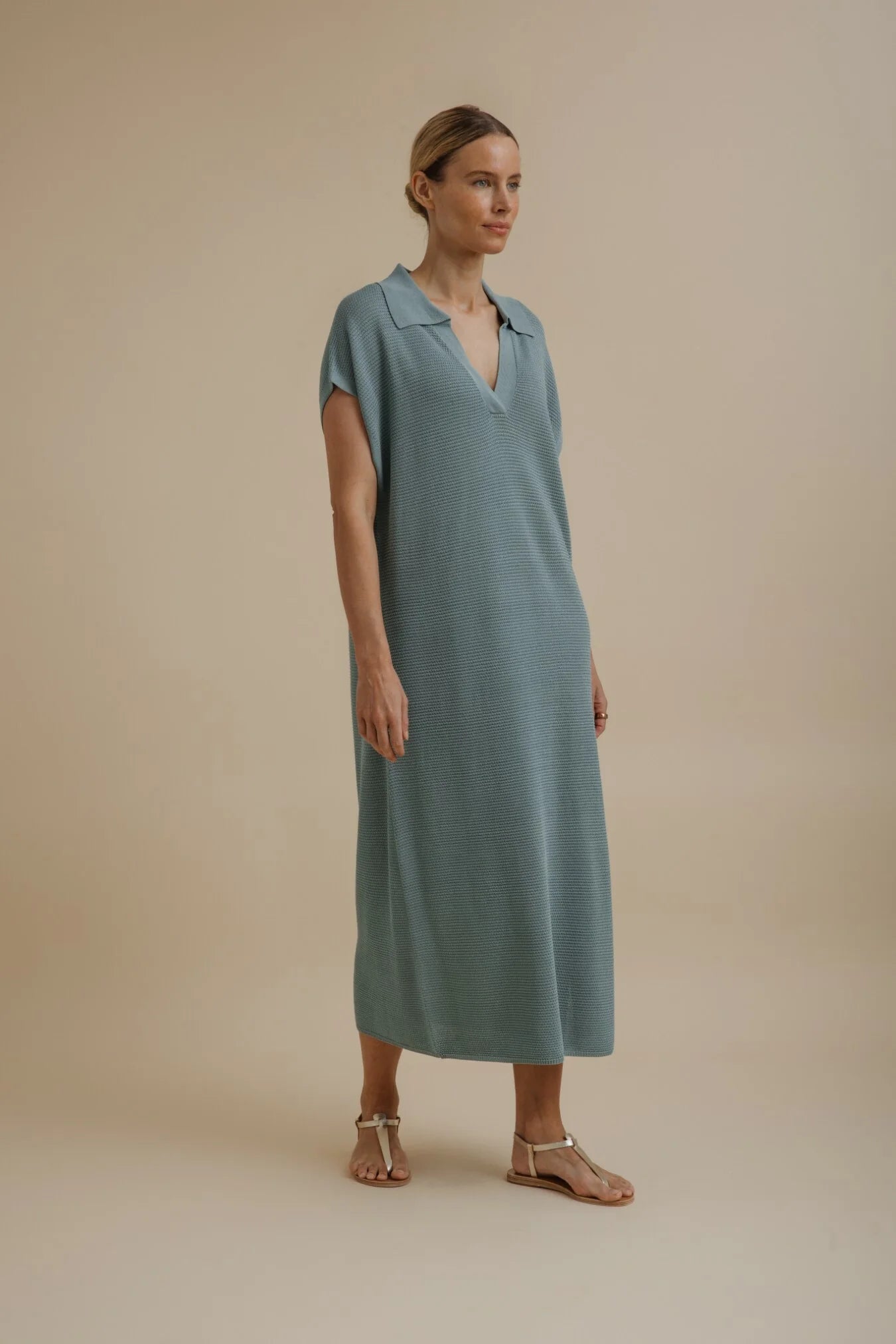 Talamaya Lattice Cruise Dress in Sage - front view