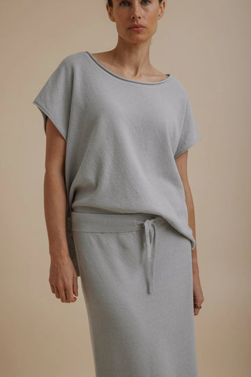 Talamaya Retreat Cotton Twist Skirt in Sky - front view
