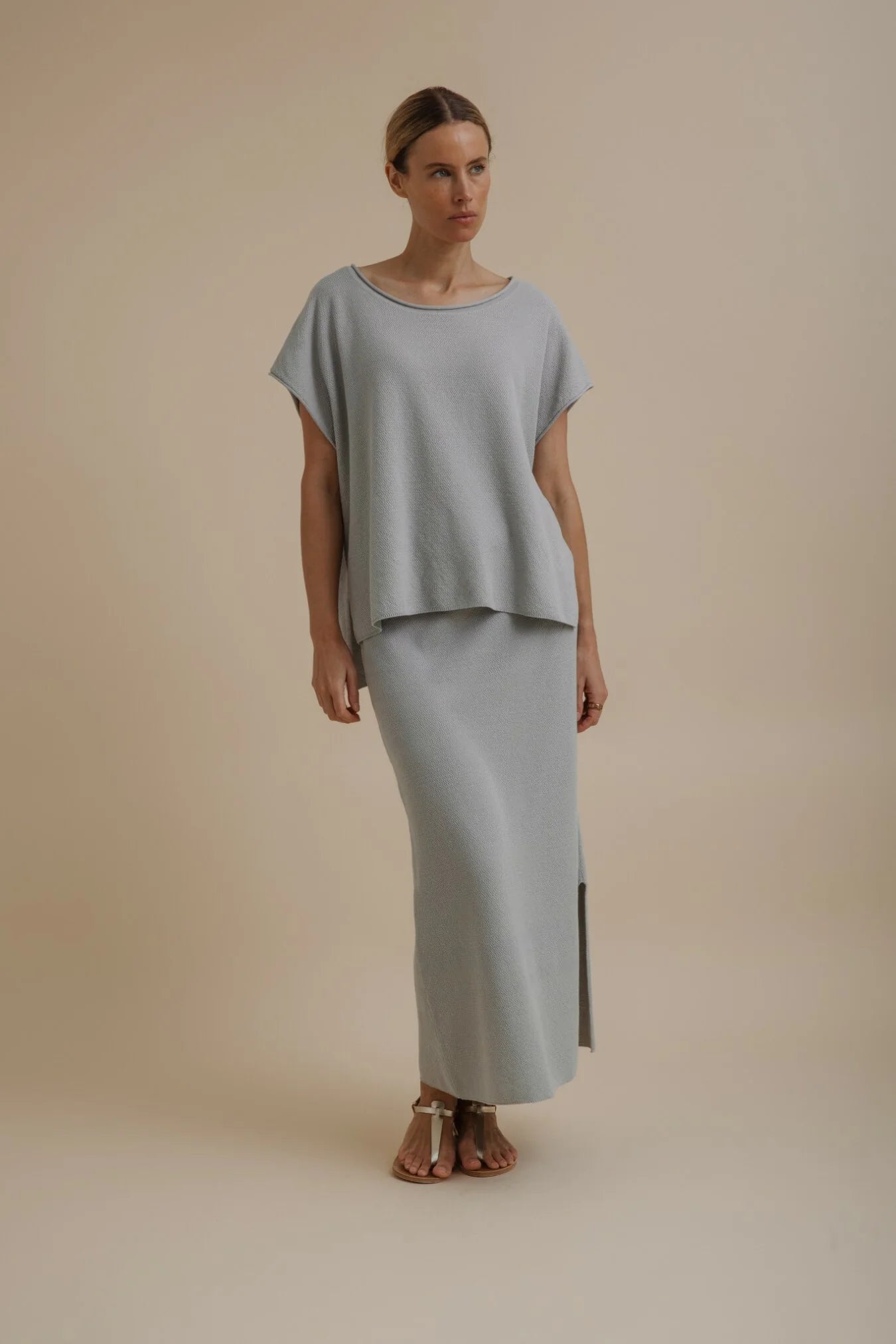 Talamaya Retreat Cotton Twist Skirt in Sky - detail