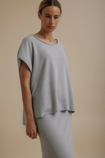 Talamaya Retreat Cotton Twist Sleeveless Pullover in Sky - front view