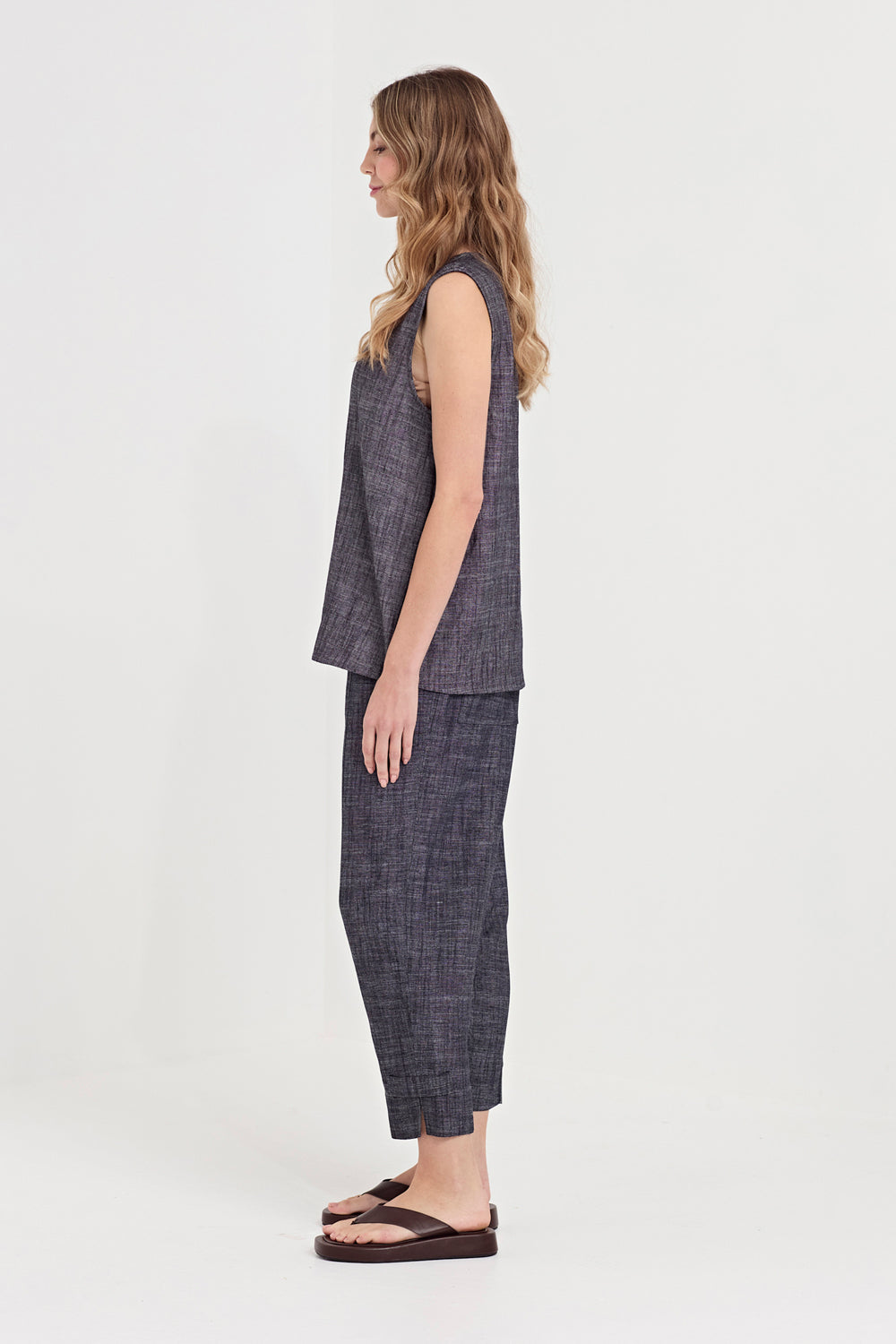 Verge Bounty Pant in Ink, worn - side