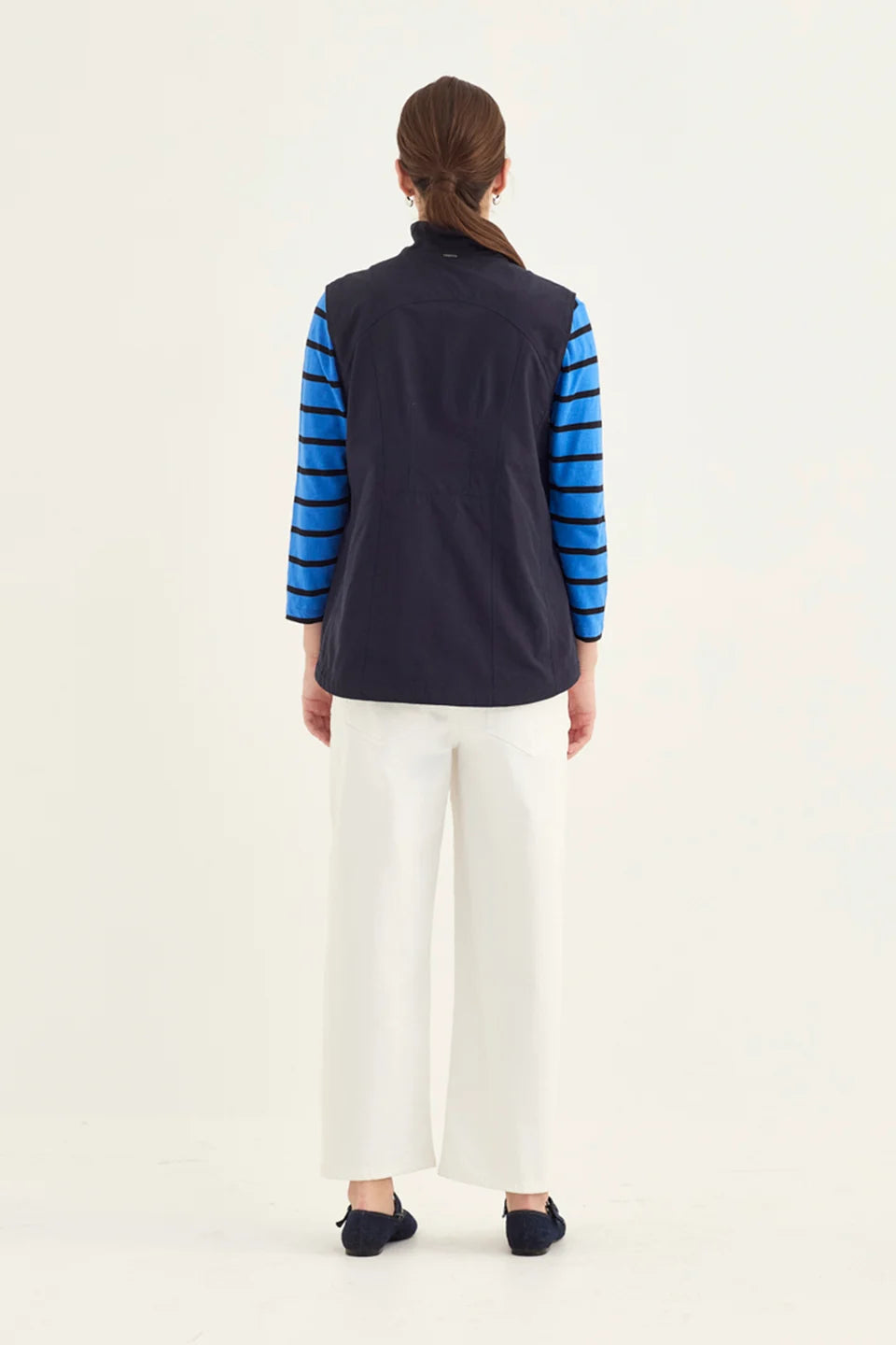 Verge Statement Vest in Ink, worn - back