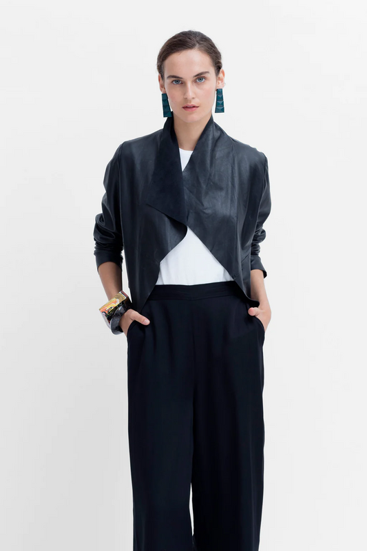 fine leather jacket - black